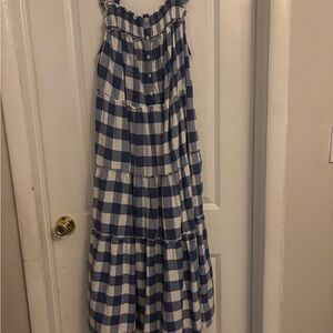 Blue and White Checkered Kids Dress